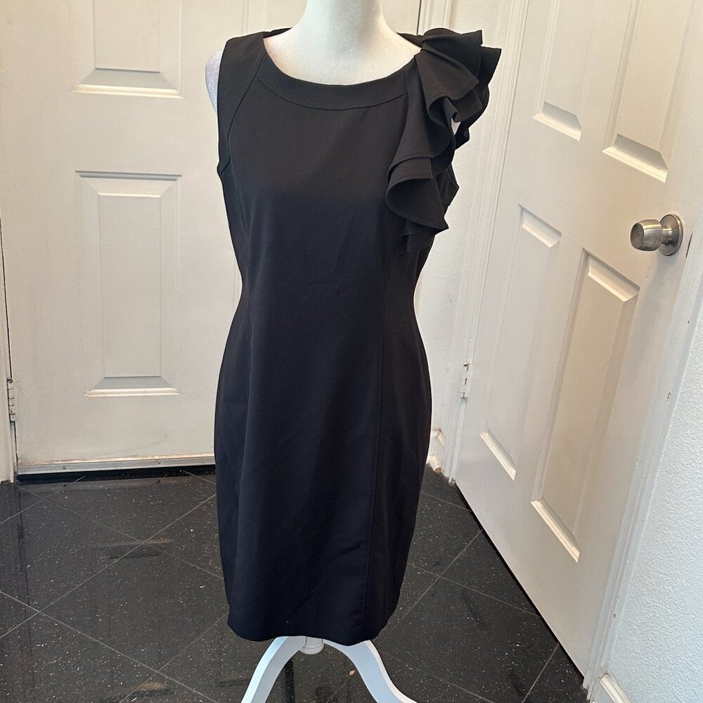 The LBD That Does It All: Calvin Klein's One-Shoulder Ruffle Wonder! Size 10